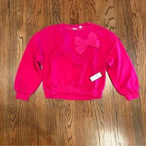 GAP Kids NEW fleece lined sweatshirt size 8 medium bright pink bow sweater girls